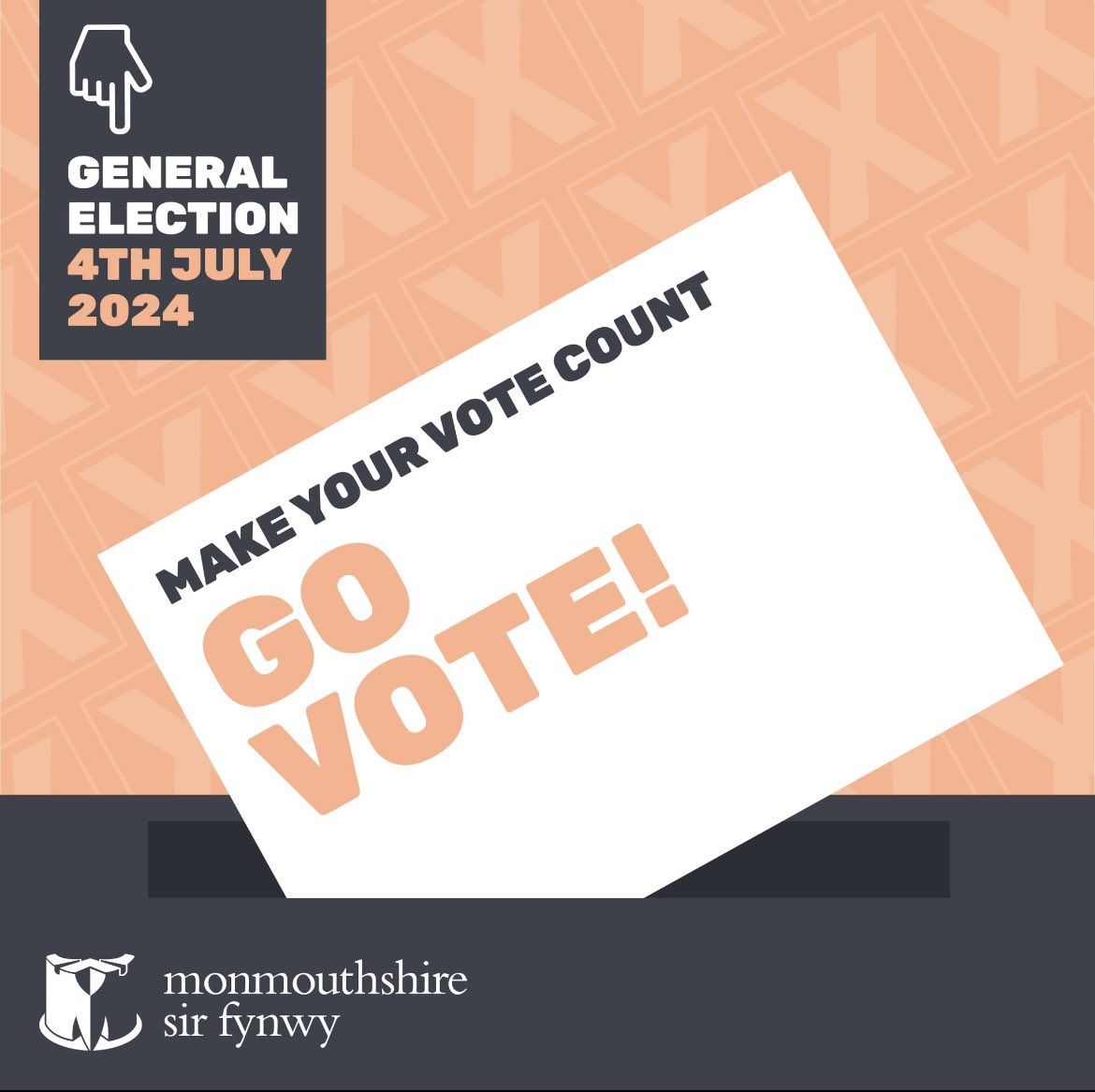 As at 5PM (before the early evening rush) , turnout in the Monmouthshire Constituency (including postal votes) is just through 47% with 5 hours to go. The #raceto75 is still on - get out there and vote.

#GeneralElection2024