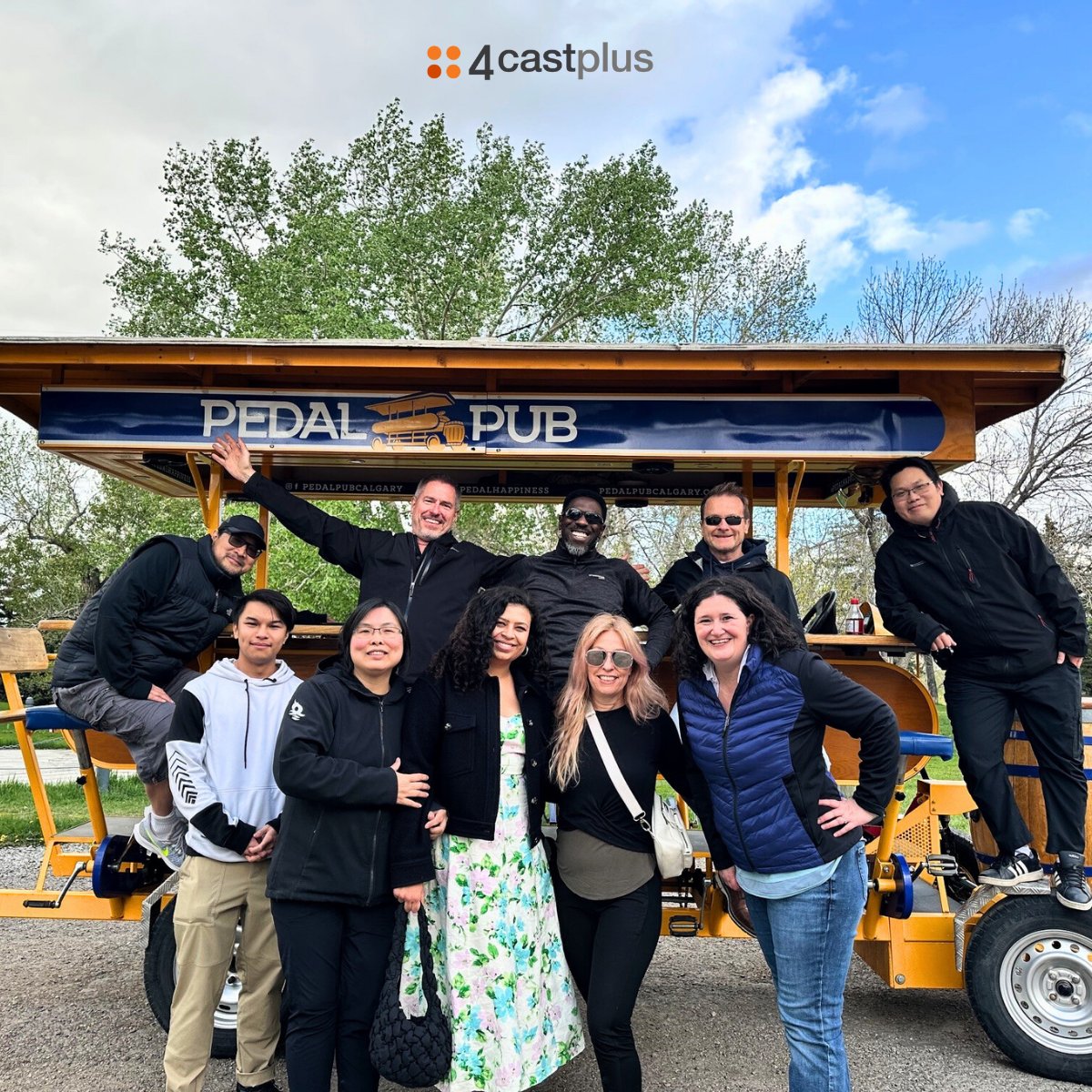 4castplus's tweet image. Rolling through Calgary streets, the 4castplus team pedals towards stronger bonds and greater synergy! 

Here's to building lasting memories and a stronger team! 

#TeamBuilding #CalgaryLife #PedalPub