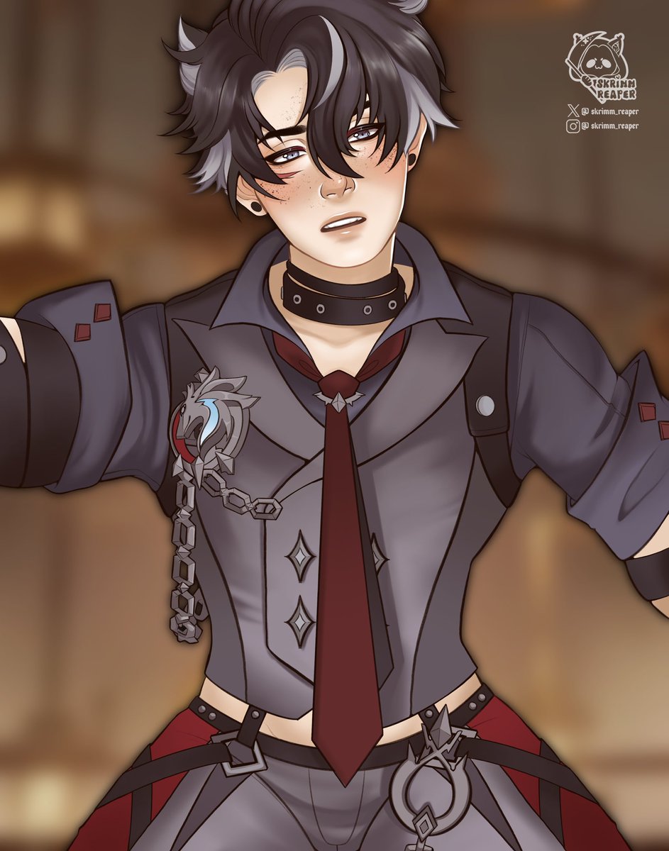 skrimm_reaper's tweet image. Wrio comes into ur room at night and stares at u like this