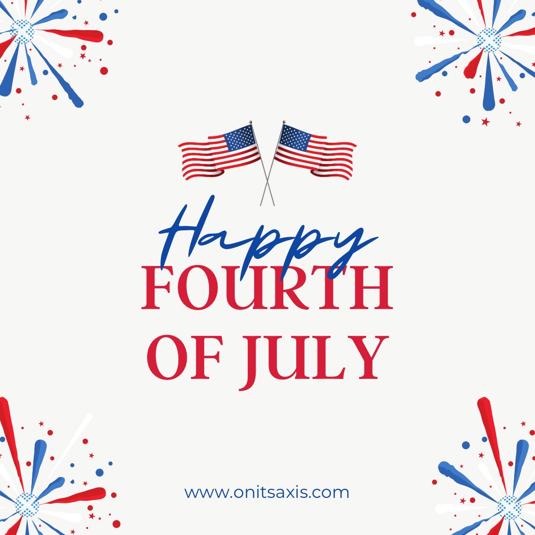 onitsaxis's tweet photo. Happy 4th of July from our team at ON ITS AXIS! 

Today we celebrate the spirit of independence, creativity, and innovation that fuels our country's success. 

Wishing you a day filled with joy, pride, and inspiration. 

#IndependenceDay #Innovation https://t.co/cy4dOBq3vb