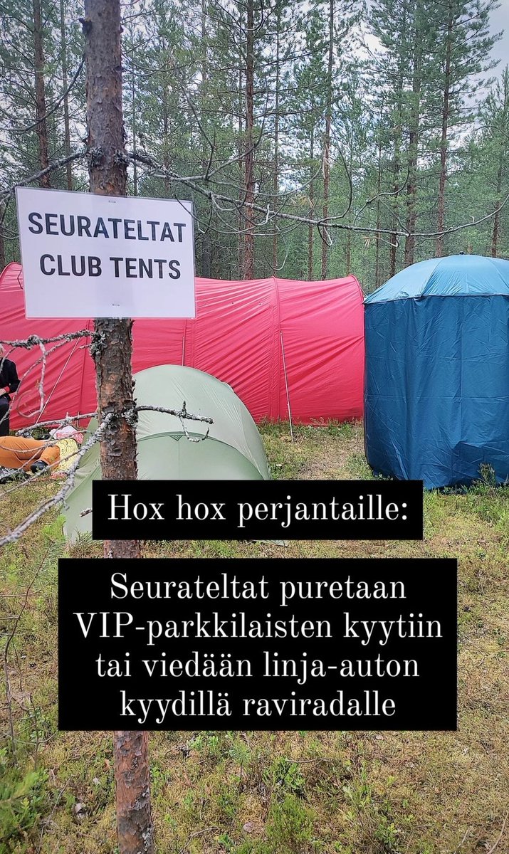 Huomenna on jo viimeinen #Rastiviikko-kisapäivä. Seurateltat puretaan VIP-parkkilaisten kyytiin tai kuljetetaan kisabusseilla Raviradalle/kaupunkiin. #KRV24
