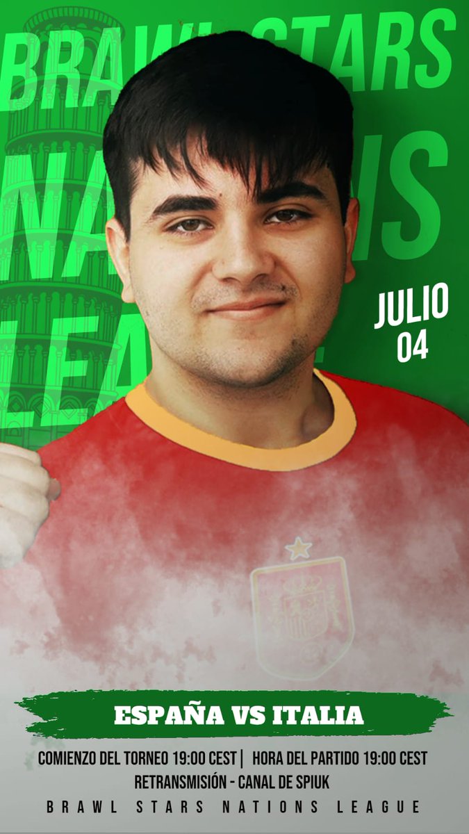 SeleccionES (@seleccionbs_es) on Twitter photo Hoy continúa nuestro recorrido en la <a href="/BrawlPSeries/">BSN: Brawl Stars Nations League</a>
🇪🇦🆚🇮🇹
19:00 CEST
📺 SpiukBS - twitch.tv/spiukbs
#VamosEspaña Hoy continúa nuestro recorrido en la <a href="/BrawlPSeries/">BSN: Brawl Stars Nations League</a>
🇪🇦🆚🇮🇹
19:00 CEST
📺 SpiukBS - twitch.tv/spiukbs
#VamosEspaña
