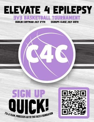 jeromebball's tweet image. The 3rd annual Elevate 4 Epilepsy 3v3 basketball tournament is coming up!  
When:  Saturday July 27th
Where: Coffman HS in Dublin 
Who:  Boys/girls grades 3 &amp;amp; up and a college-age division!! 
Registration closes July 20th! 
PLEASE share and register your teams!  🏀💜🏀🏀