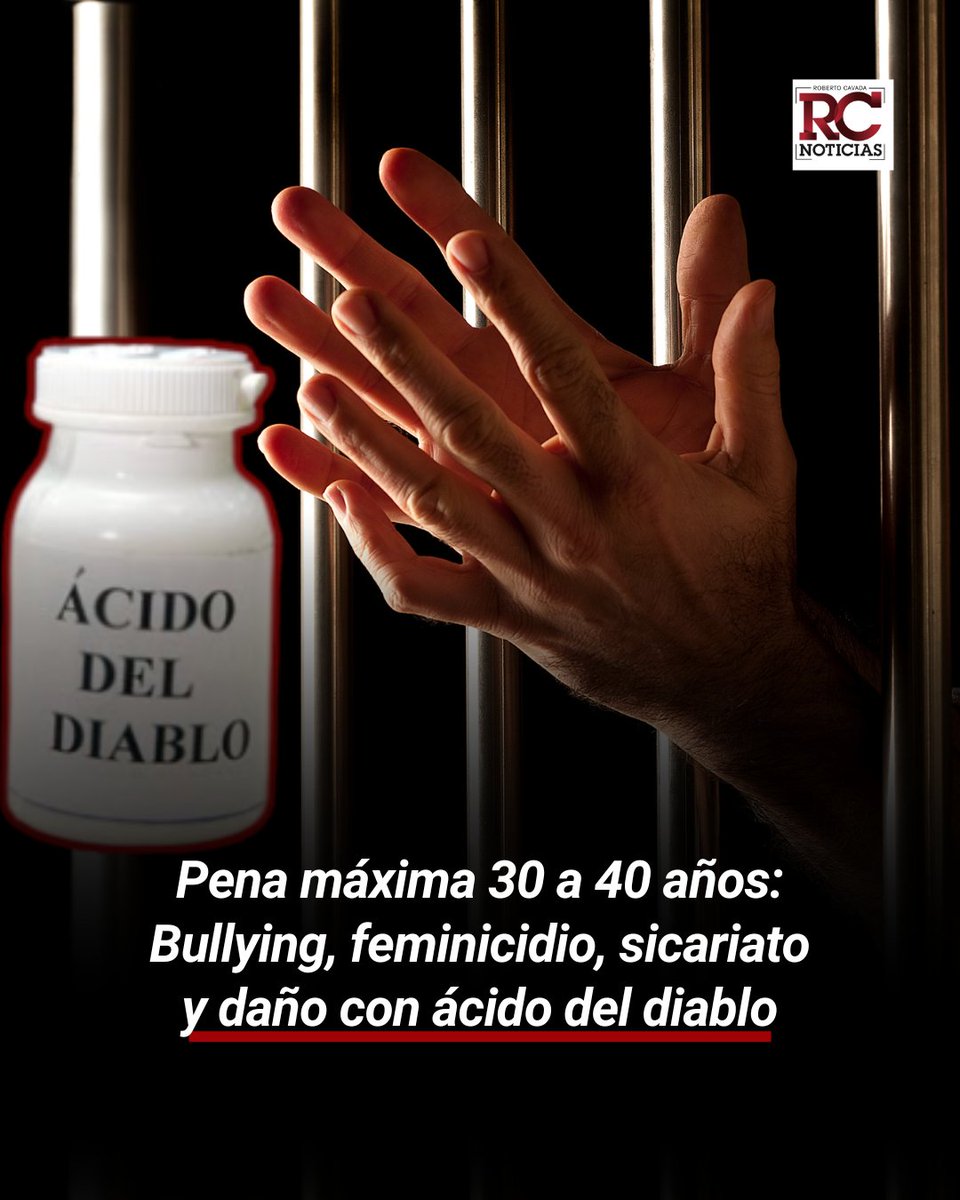 rcavada's tweet photo. #RCNoticias|Pena máxima 30 a 40 años: Bullying, feminicidio, sicariato y daño con ácido del diablo

🔗https://t.co/OzslWysp9w

#RobertoCavada #penamaxima https://t.co/LJOy1lIa53