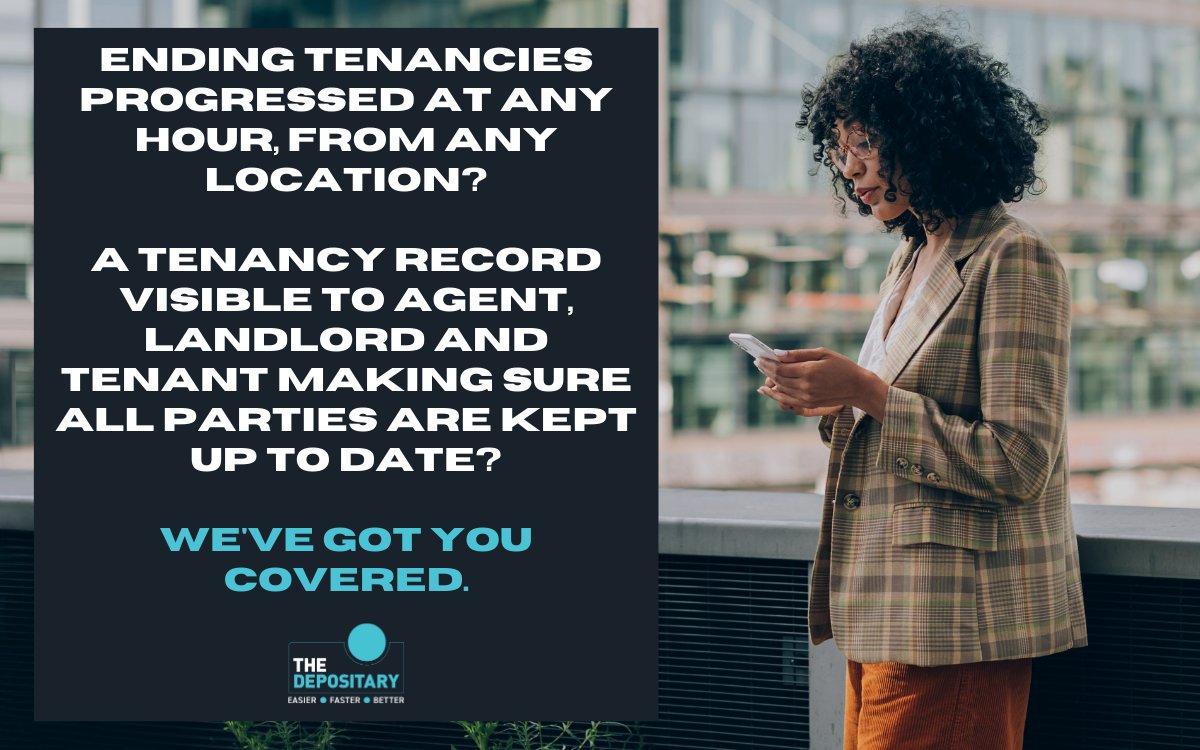Let The Depositary take over routine, low value and repetitive tasks. We'll automate emails, reduce the number of calls you receive from tenants and speed up your deposit return times.

Visit our website to book a demo thedepositary.com