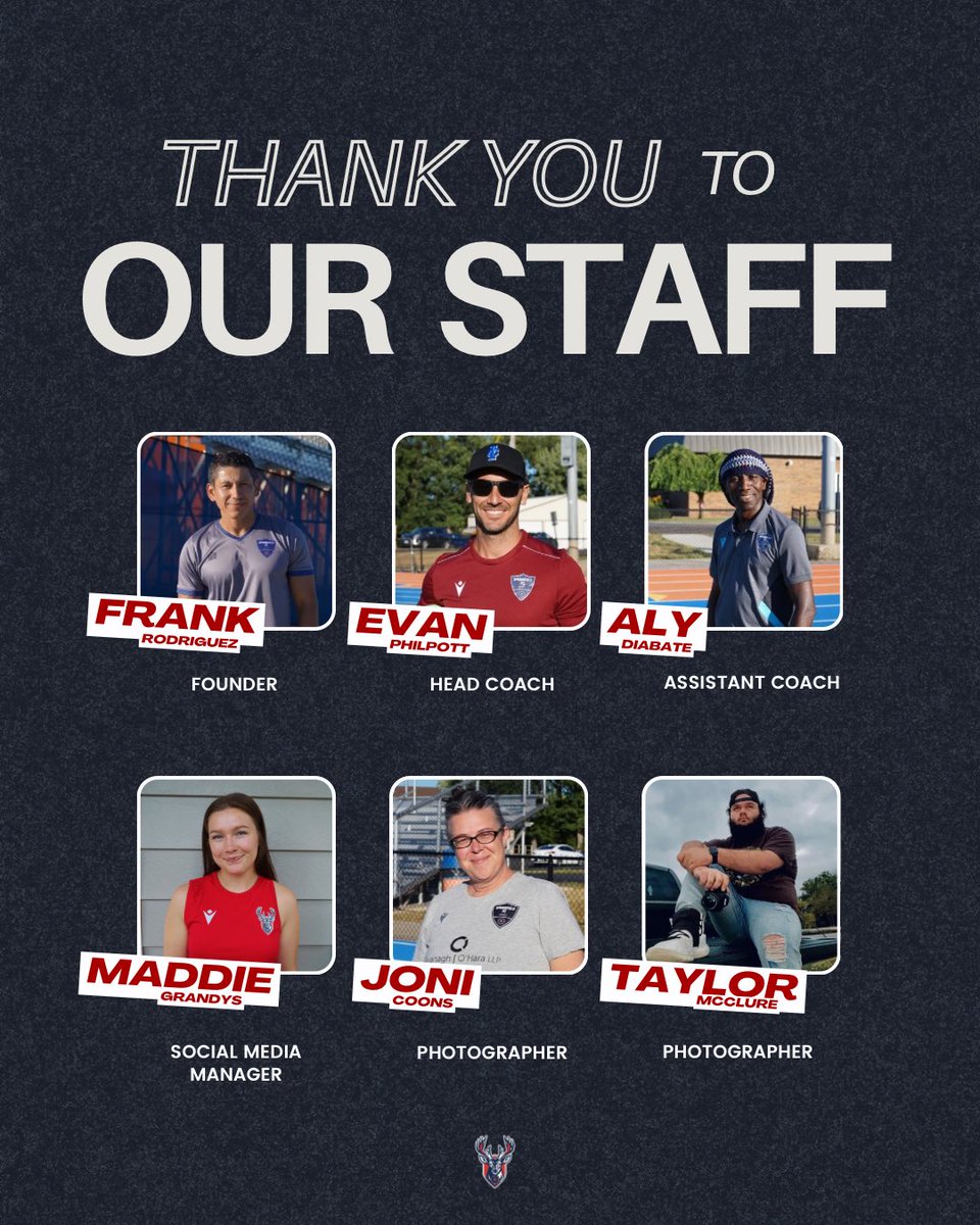 SpfldFC's tweet image. Thank you to our staff this season!

We truly appreciate each of these individuals for donating their time to the club - this season couldn’t have been possible without them 🙌🏼 

#SpringfieldFC #UpTheStags🦌