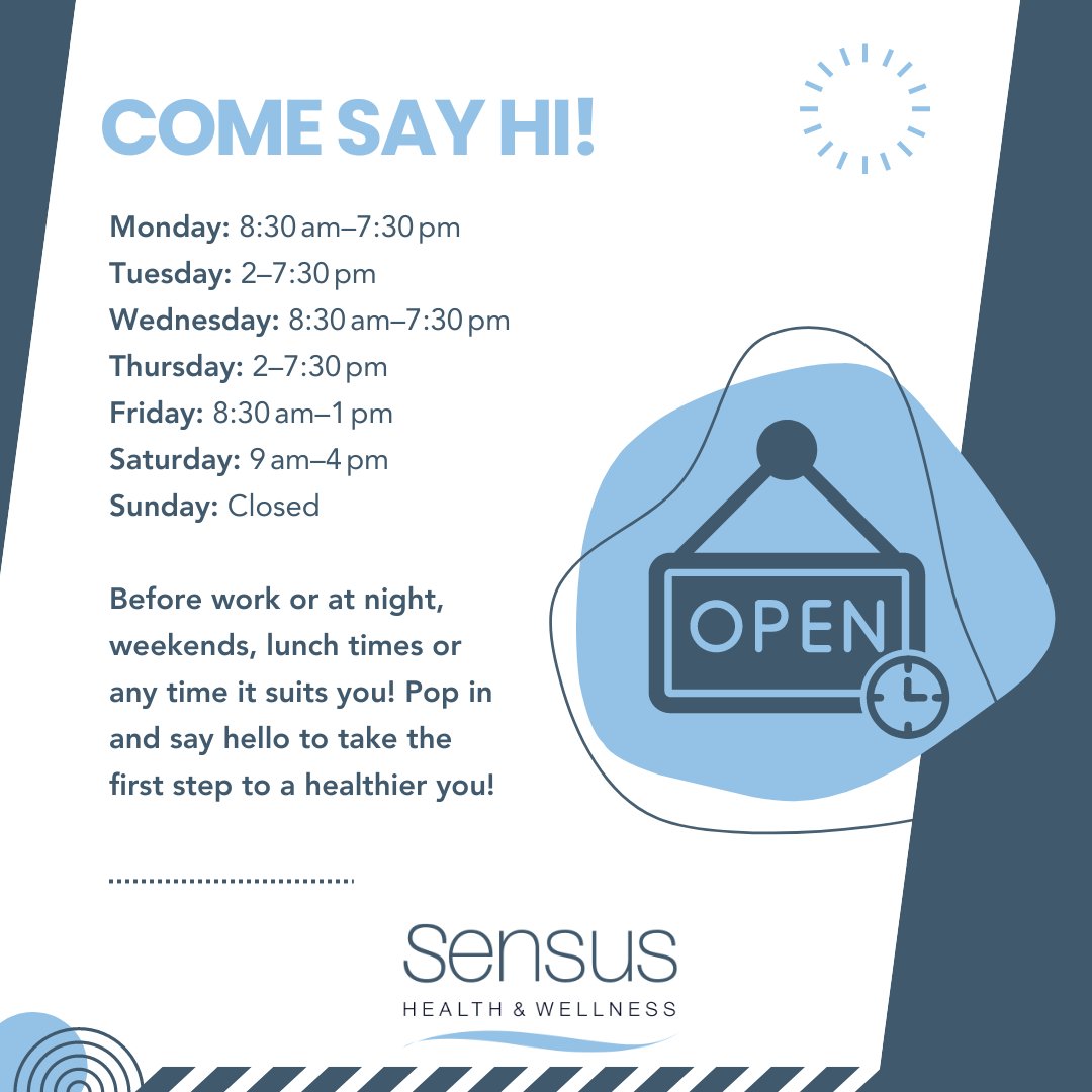 SensusHealthSW6's tweet image. ⏰ Convenient Clinic Hours! 🌟 Plan your visit around your schedule! From early mornings to late evenings, and even weekends, we're here for you. Drop by and take the first step towards a healthier you!