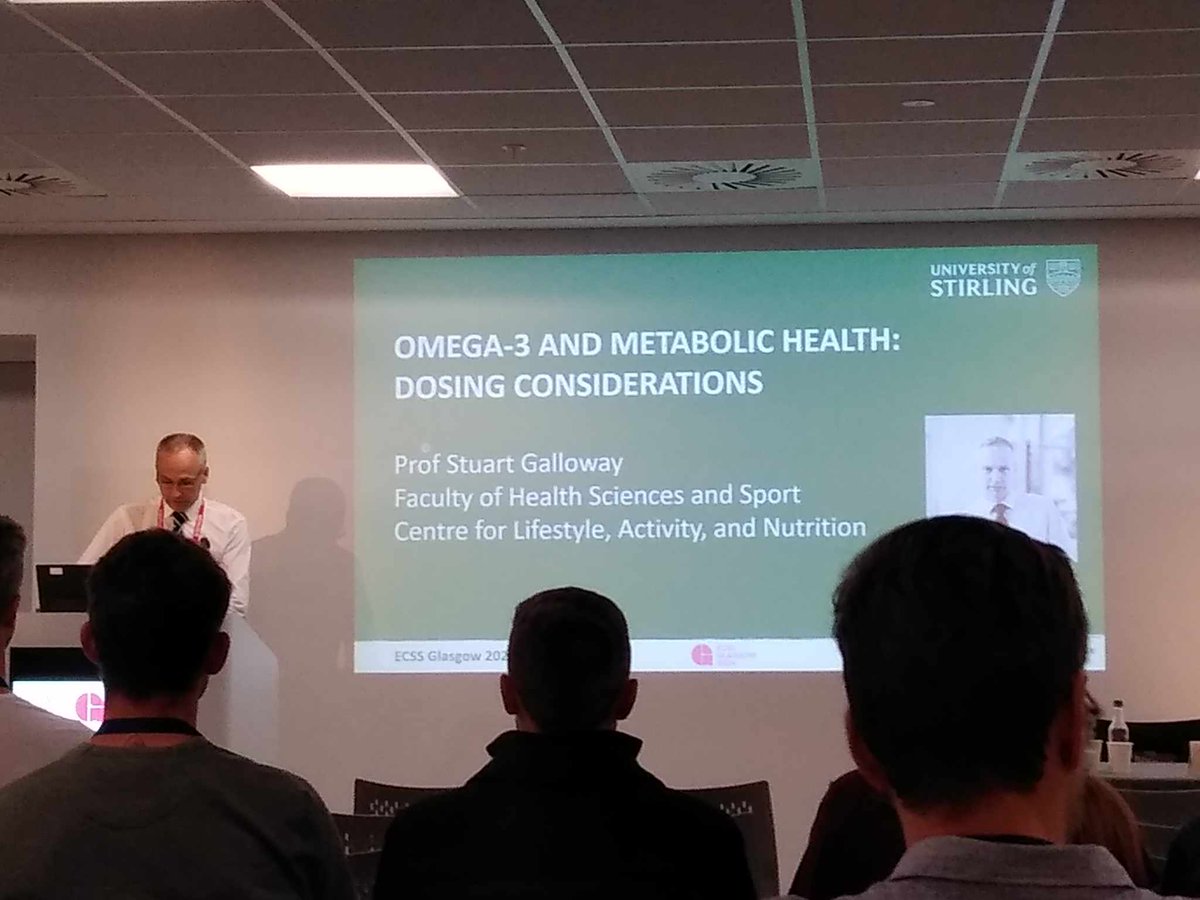 <a href="/galloway_stuart/">Stuart Galloway</a> from <a href="/Stir_AcadSport/">Academic Sport at Stirling</a> leading a symposium on omega-3 and metabolic health #ECSS2024