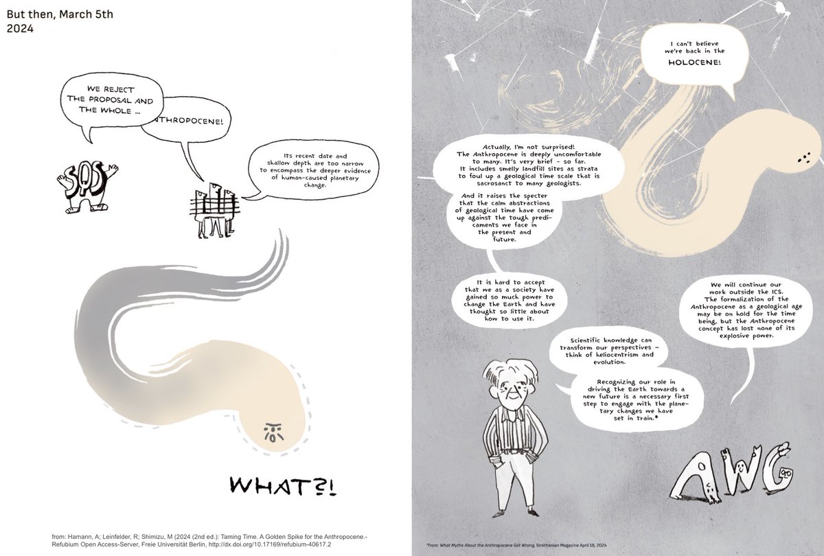 rleinf's tweet photo. Owing to the recent developments we made a small update of our Graphic Novel "Taming Time - A Golden Spike for the #Anthropocene". You can get it via https://t.co/31qQwxuok4 (or download vers.2 here: https://t.co/UwQdgIvcNq, 63Mb, Op.Acc.) #AnthropoceneWorkingGroup @samdavtur https://t.co/HJ744aoyPj