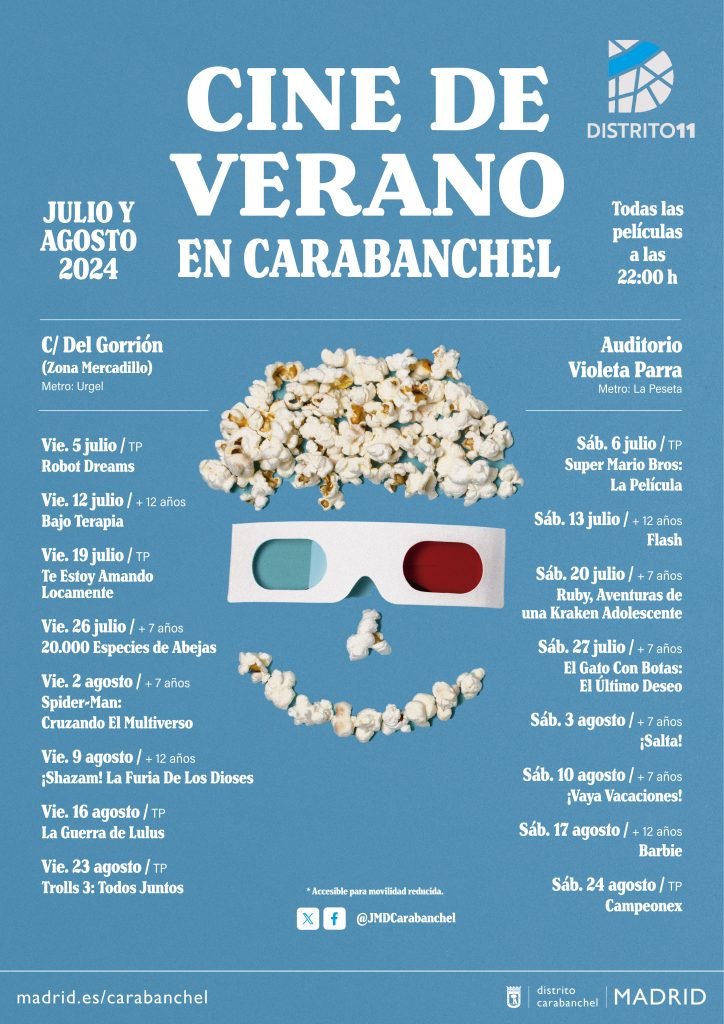 JMDCarabanchel's tweet photo. 🔈Cine de verano en Carabanchel: Dieciséis películas, dos pantallas y palomitas 🍿
📌Te lo contamos todo en el blog de #Carabanchel 
#cine #ocio #Distrito11  👉https://t.co/iYm5jUPrsT https://t.co/AWRDoKeFk9