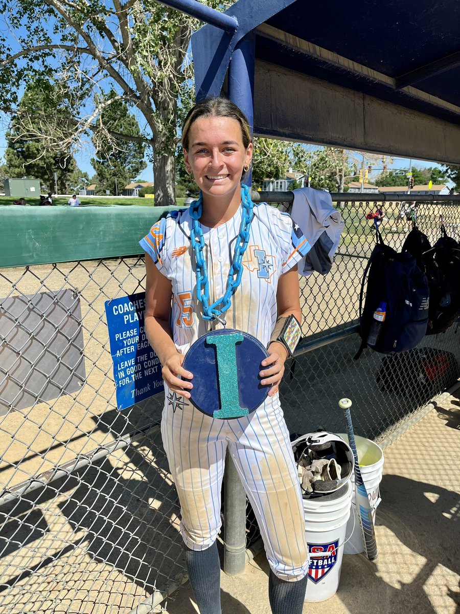 Day 2 in CO! 
-Avery Cannon ‘24 WT A&amp;M with her 2nd 💣 of the week hitting .429 and gets the dirtiest award 
-Sophie Sandel ‘25 TX State holding it down behind the plate and hitting .400 
-Maddy Welch ‘25 Infield RH hitting .375
-Alyssa Arnall ‘24 SFA hitting .375