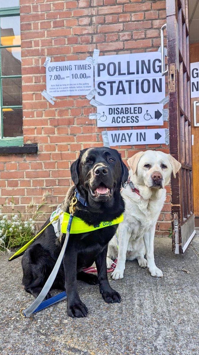 Kika & Quark (@kika_guidedog) on Twitter photo Of course we've voted already!
By 'we', we obviously mean <a href="/BlindDad_Uk/">Dr Amit Patel</a> has done his bit.
Have you voted yet? Don't forget your ID!
#DogsAtPollingStations #GuideDogsAtPollingStations #GeneralElection2024 Of course we've voted already!
By 'we', we obviously mean <a href="/BlindDad_Uk/">Dr Amit Patel</a> has done his bit.
Have you voted yet? Don't forget your ID!
#DogsAtPollingStations #GuideDogsAtPollingStations #GeneralElection2024