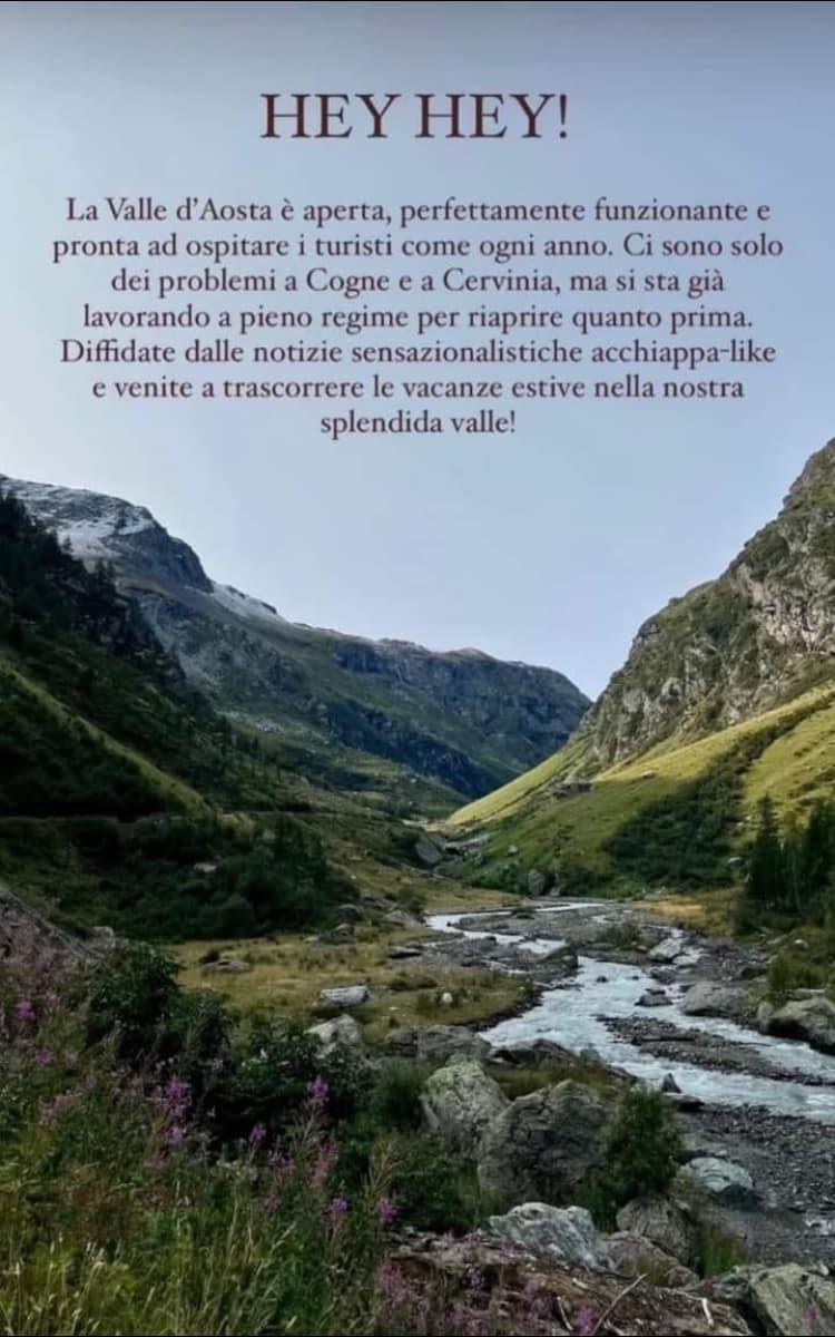 VacanzeD's tweet photo. #valledaosta #vacanze #situazione #alluvione #prenota #viabilità #turisti https://t.co/tLKBQavQfZ