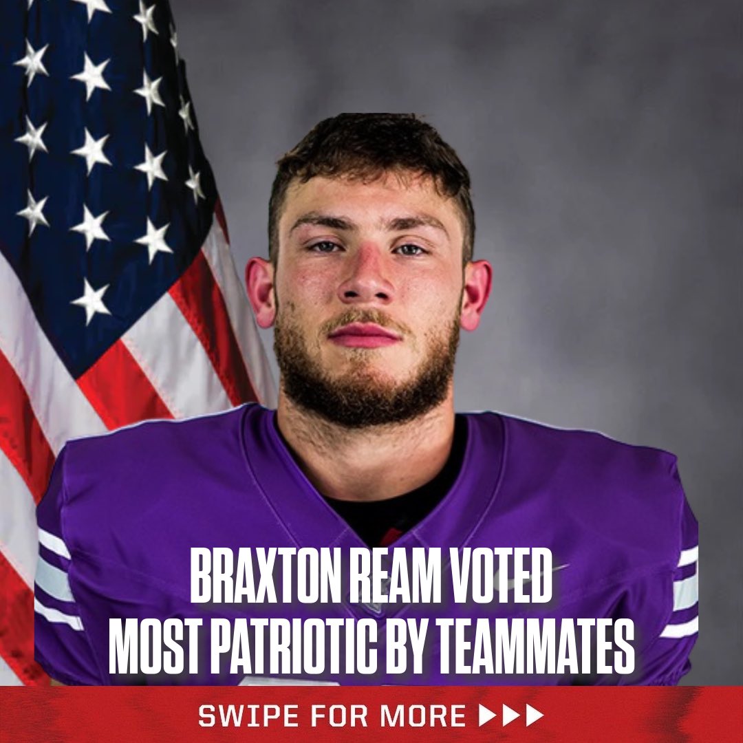 TrojansFBL's tweet photo. Please join us in congratulating Braxton Ream on being voted most patriotic Trojan by his teammates 🇺🇸

#EMAT https://t.co/YqO56v3kSF