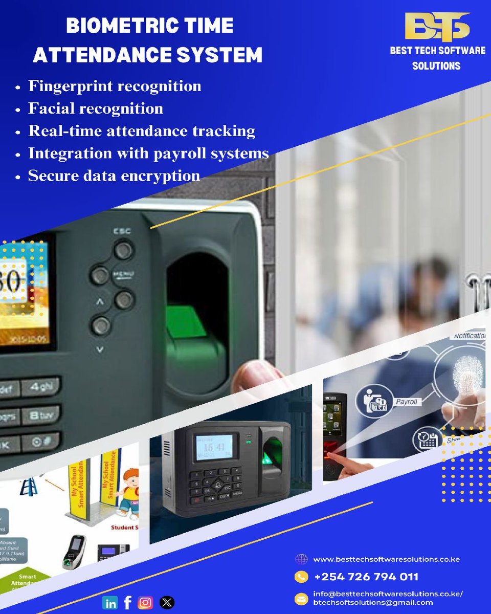 bestsoftware_ke's tweet photo. Ensure precise time tracking in offices, secure access in government buildings, and accurate shift logging in factories with our versatile Biometric Time Attendance System. Call 0726794011 #Maandamano #BuildingAllTogether #WiggyG https://t.co/DZD4bGo8WL