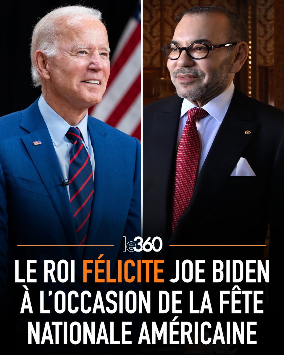 🇲🇦🇺🇸 Le roi Mohammed VI a adressé un message de félicitations au président des États-Unis d’Amérique, Joseph R. Biden, à l’occasion de la fête nationale de son pays.

Le Souverain saisit cette occasion pour exprimer Sa fierté de l’amitié solide et des liens historiques séculaires