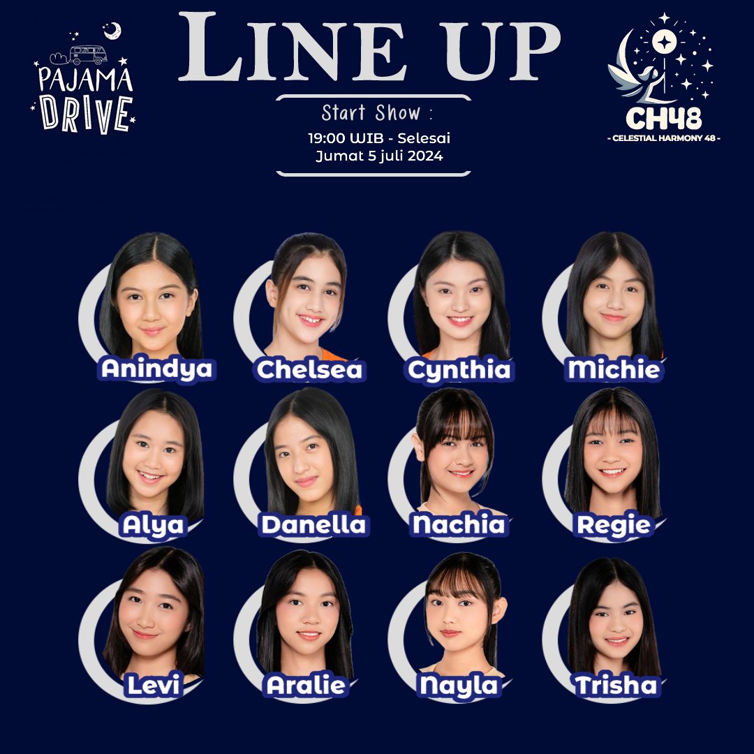 48celestharmony's tweet photo. Hello wots!!
Berikut adalah member yang akan tampil di show theater    
setlist: pajama drive
Tanggal: 5 juni 2024. 
Hari: jumat
 jam: 19.00 WIB - selesai.

 Note: member bisa berubah seiring waktu tanpa pemberitahuan terlebih dahulu

Enjoy guys
#celestialharmony48
#jkt48 https://t.co/bRXEiPZEtC