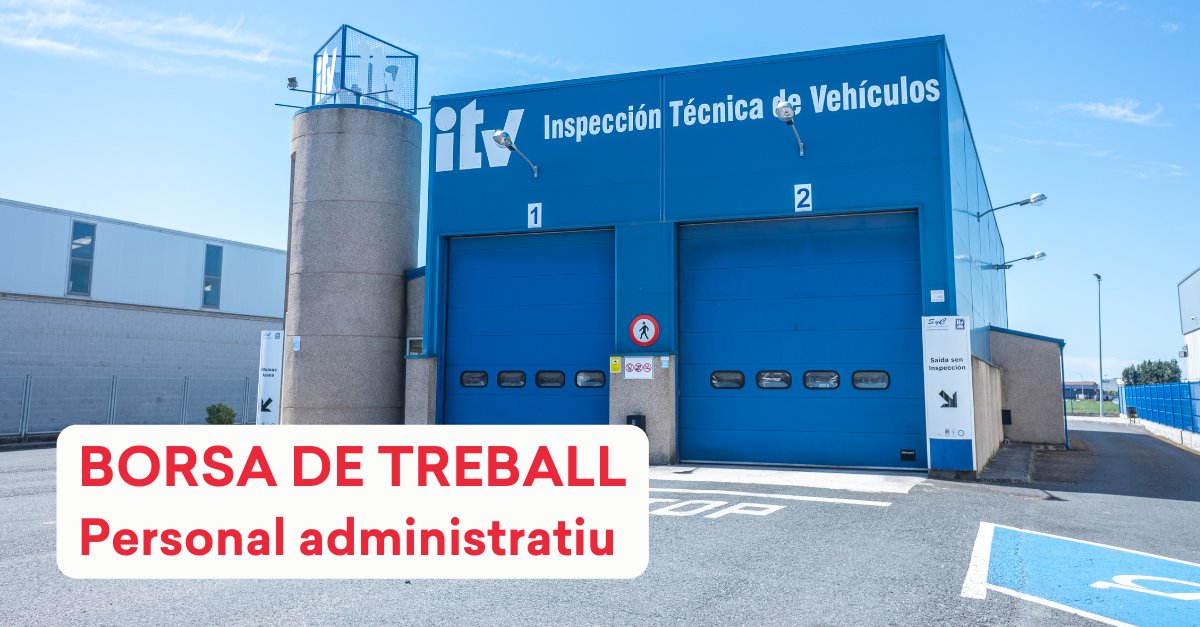 GVAlabora's tweet photo. 📢 ATENCIÓ: S'obri una borsa de treball per a la contractació de 50 administratius per a les ITV!! 🚗
Requisits: títol de Gestió Administrativa o equivalent i carnet tipo B 🔝
Informa't ací: https://t.co/0G2GZXouuQ
#SomLabora #treball #administratius
🧵 https://t.co/PpGF3bc2VF