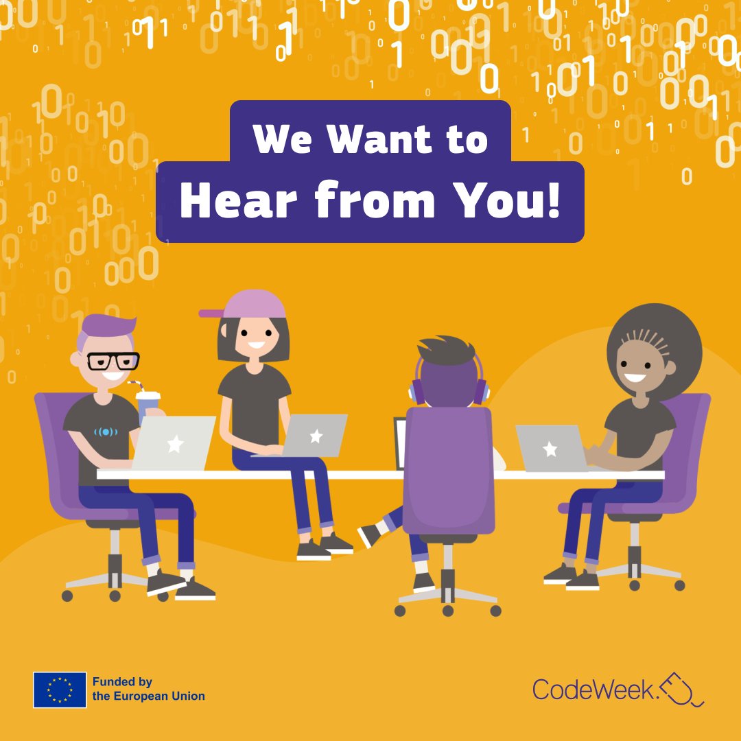 CodeWeekEU's tweet image. Whether it's a memorable activity, an inspiring project, or a fun coding session, we want to see it all. Your stories and experiences are what make EU Code Week special.
Drop your photos, videos, and memories in the comments below or tag us in your posts.
#CodeWeek2024