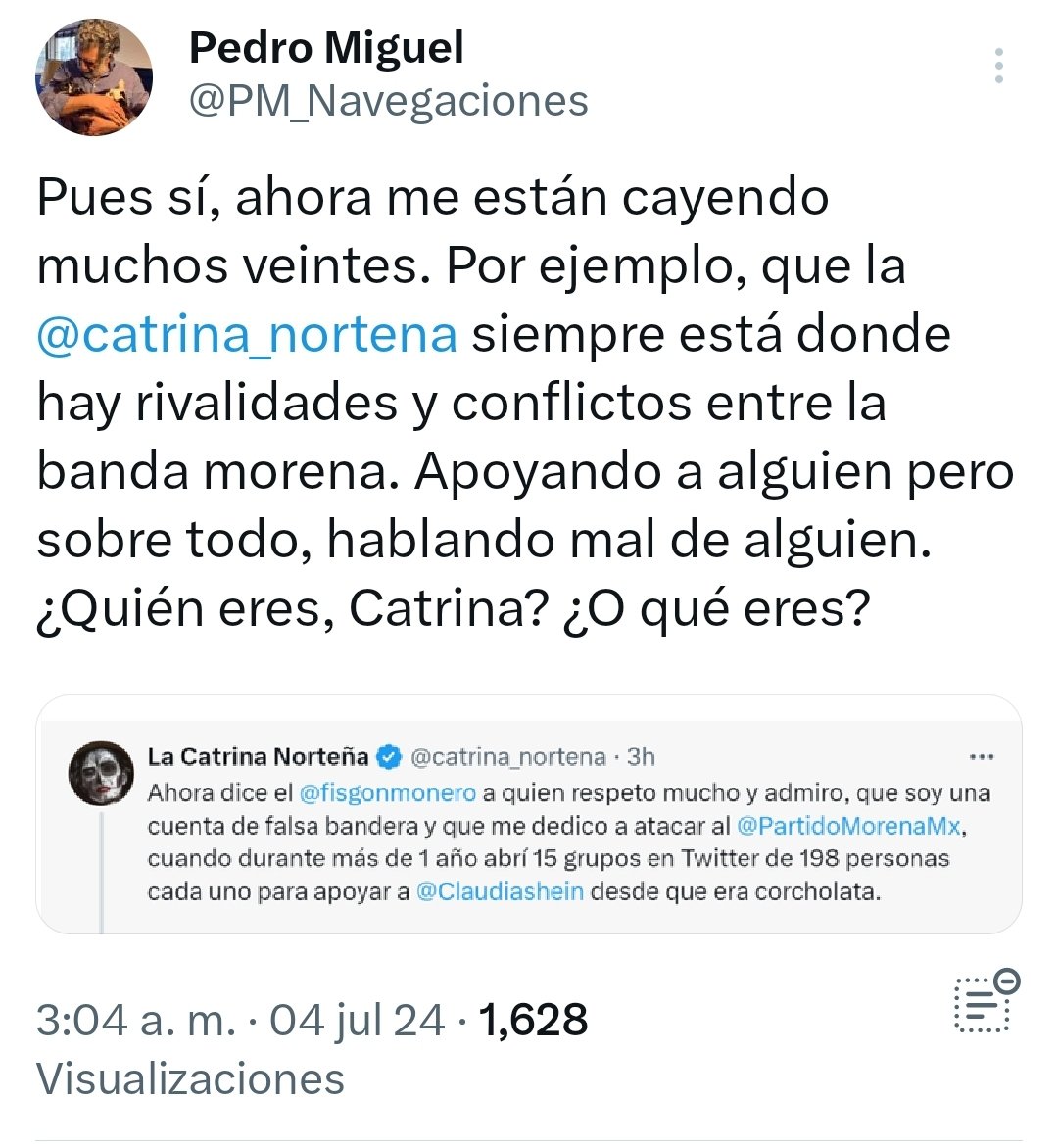 catrina_nortena's tweet photo. ¿Pregunta @PM_Navegaciones que quién soy?

Soy la primera cuenta que te ayudó y te apoyó cuando ya no pudiste abrir tu anterior cuenta.

Un abrazo... https://t.co/iwmgP9MHHq