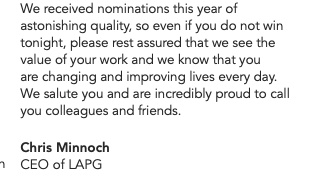LALYawards's tweet photo. A sneak peek at the #LALY24 programme for tomorrow evening..... https://t.co/ry1BhuSDJe