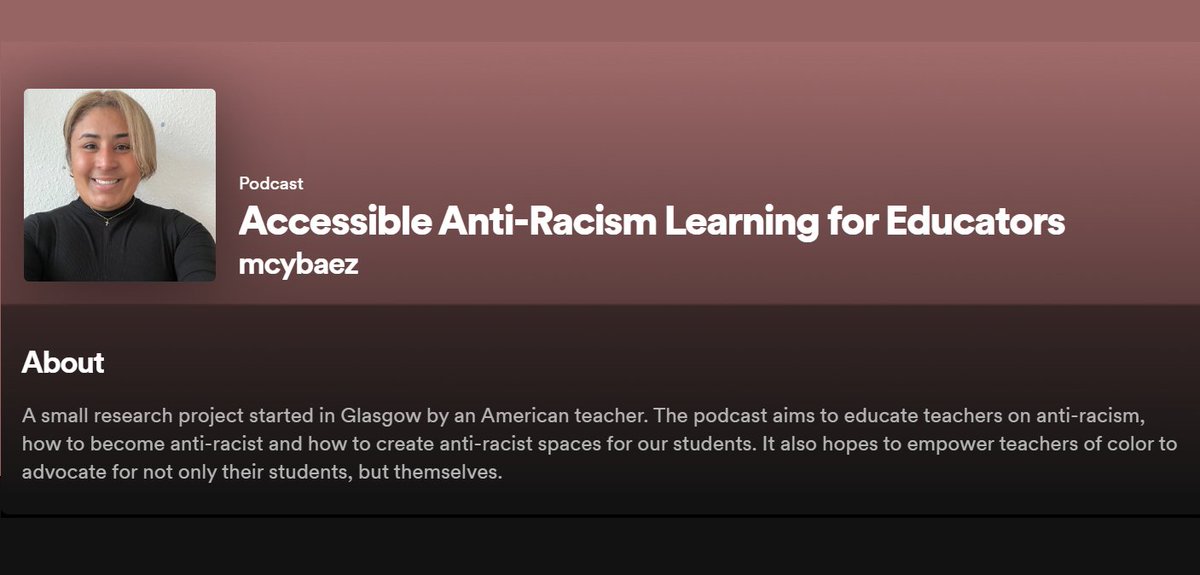 🎧Listen to the new podcast from visiting Fulbright Distinguished Teacher Mercy Baez, talking about accessible anti-racism learning for educators

Listen now: podcasters.spotify.com/pod/show/mcyba…