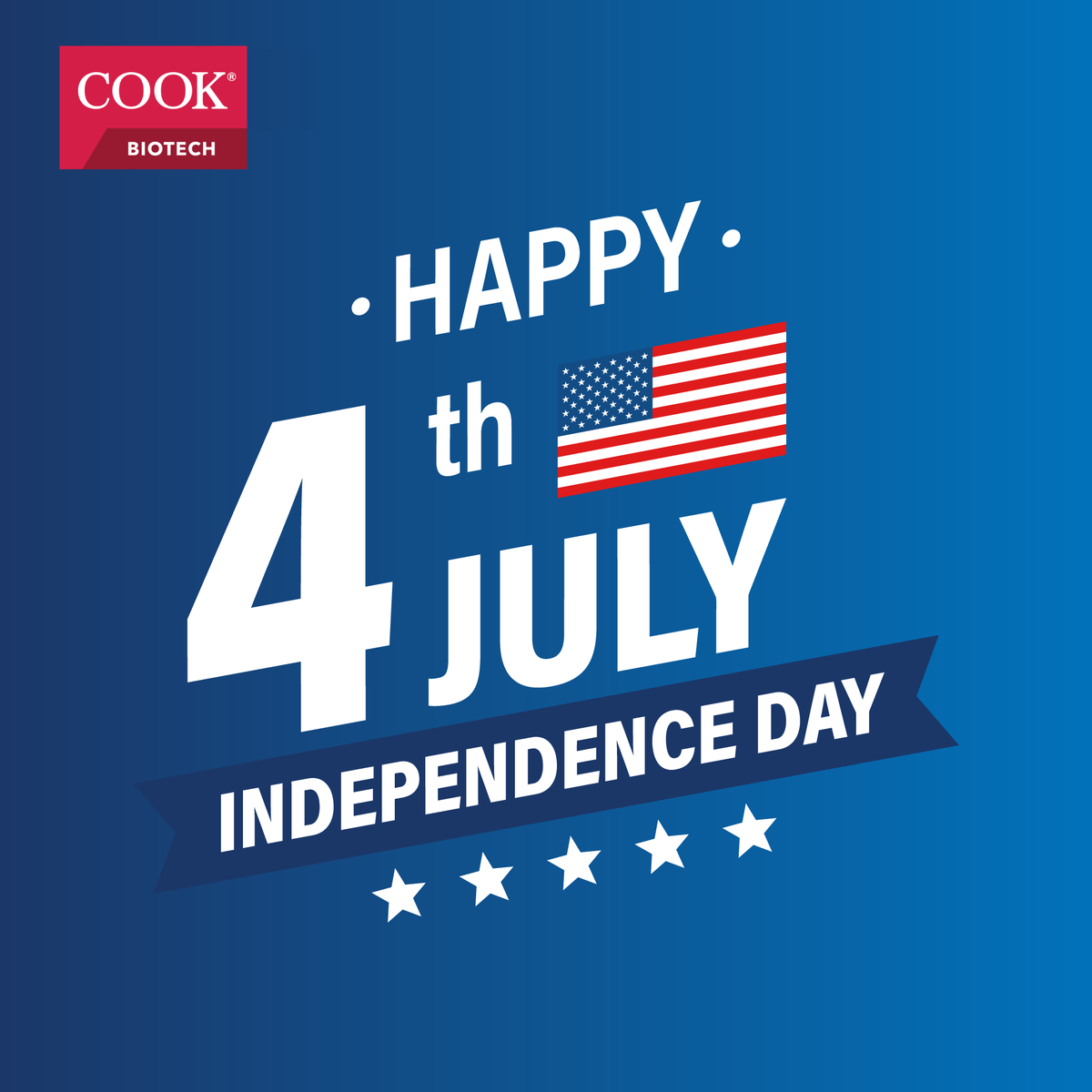 Cook_Biotech's tweet photo. Happy 4th of July from all of us at Cook Biotech! As our U.S.-based employees celebrate freedom and independence, we're grateful for the opportunity to innovate and support the health of our communities.
#IndependenceDay #FourthOfJuly #CookBiotech https://t.co/Fxx39RJPkw