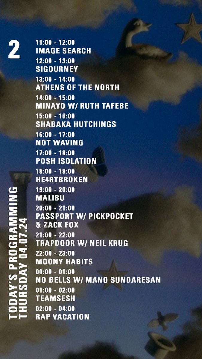 NTS Radio (@ntslive) on Twitter photo Today on your NTS π§΅
@rossallenmusic <a href="/Youllsoonknow/">You'll Soon Know</a> <a href="/gregorywawa/">gregory dj wawa</a> <a href="/ScaryThingsLDN/">π¦ β</a> <a href="/GRANDMIXXER/">GRANDMIXXER</a> <a href="/_magicwire_/">Magicwire</a> <a href="/shabakah/">SHABAKA</a> <a href="/NOTWAVINGG/">Not Waving</a> <a href="/mmmmalibu/">πu</a> <a href="/zackfox/">Zack Fox</a> <a href="/nobellsblog/">no bells π</a> <a href="/seshcompound/">teamsesh</a> Today on your NTS π§΅
@rossallenmusic <a href="/Youllsoonknow/">You'll Soon Know</a> <a href="/gregorywawa/">gregory dj wawa</a> <a href="/ScaryThingsLDN/">π¦ β</a> <a href="/GRANDMIXXER/">GRANDMIXXER</a> <a href="/_magicwire_/">Magicwire</a> <a href="/shabakah/">SHABAKA</a> <a href="/NOTWAVINGG/">Not Waving</a> <a href="/mmmmalibu/">πu</a> <a href="/zackfox/">Zack Fox</a> <a href="/nobellsblog/">no bells π</a> <a href="/seshcompound/">teamsesh</a>