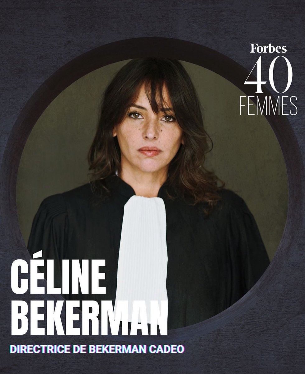 Très honorée de figurer dans le classement <a href="/Forbes/">Forbes</a> des 40 #femmes de l’année . Merci au jury et plus particulièrement à mon associé <a href="/AntoineCadeo/">Antoine Cadeo</a> et toute l’équipe de Bekerman Cadeo