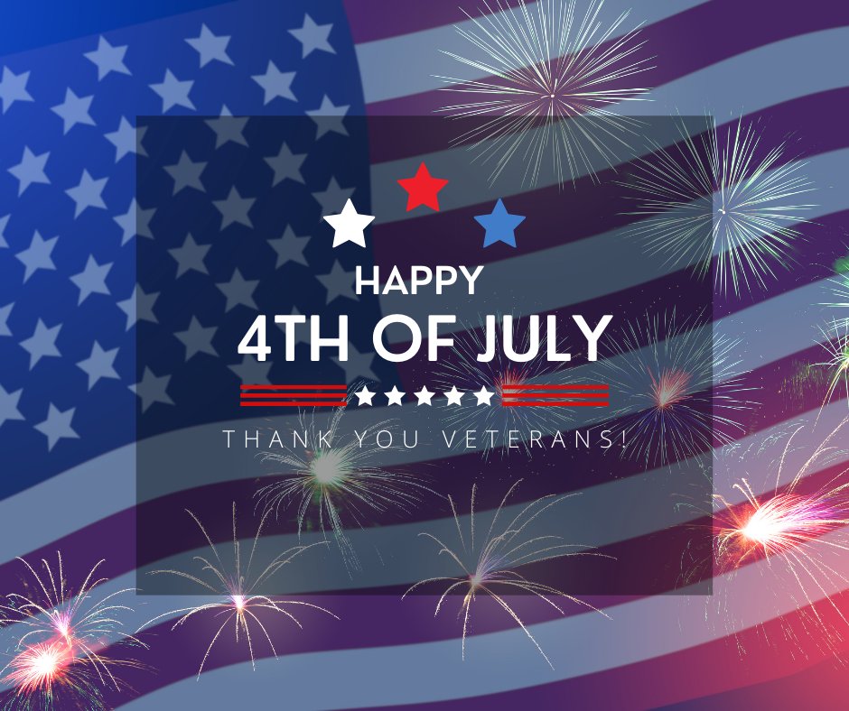 Happy 4th of July! Thank you to all our veterans &amp; current service members for your service and sacrifice! 🇺🇸 

#IndependenceDay #ThankYouVeterans #freedom