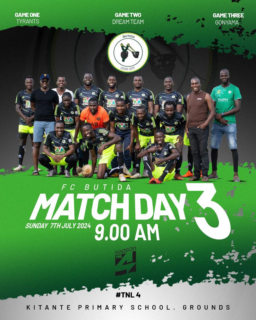 Bring on <a href="/thengoleague/">The Ngo League</a>!!

1 - vs <a href="/tyrants_15/">TYRANTS’15🔥</a> 
2 - vs <a href="/Dream_Team08/">Dream Team 03-08</a> 
3 - vs <a href="/gonyaamafc/">Gonyaama FC</a> 

Butida all the way. See you all this Sunday!!!!!!!!