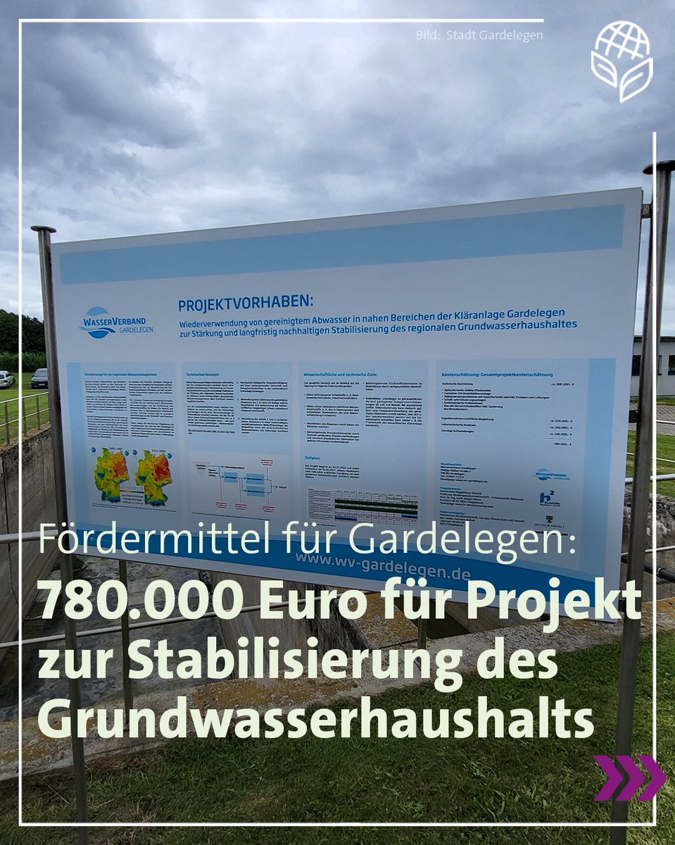 MWU_LSA's tweet image. Der Wasserverband Gardelegen in #SachsenAnhalt will in einem #Pilotprojekt gereinigtes Abwasser verstärkt nutzen, um den Gebietswasserhaushalt zu stabilisieren. Am Mittwoch hat @WillingmannA einen Förderbescheid über 780.000 € überreicht. lsaurl.de/iVw6Q5