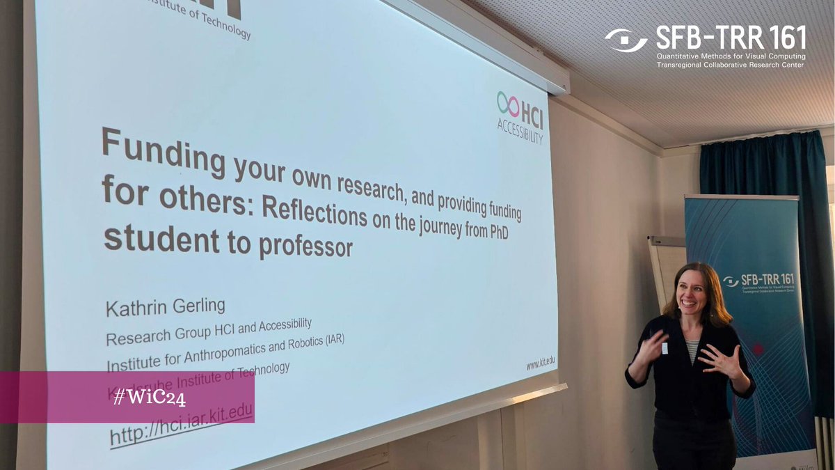 SfbTrr161's tweet photo. #WiC24 continues with discussions of the very important aspect of #funding. Kathrin Gerling from the Human-Computer Interaction and Accessibility Group at @KITKarlsruhe reflects on her experiences with different funding systems across countries and career stages. https://t.co/Evvsx4dkcc