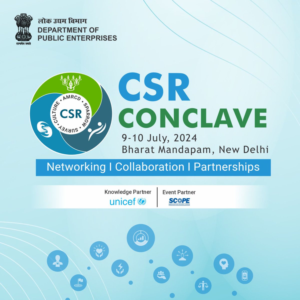 DPE_GoI's tweet photo. DPE, Ministry of Finance, rings in CSR Conclave II on 9th – 10th July 2024 at Bharat Mandapam, New Delhi
Aiming to foster collaboration and partnership amongst all stakeholders in the CSR ecosystem.
#csrconclave2024 #networkingcollaborationpartnerships #cpses #finmin #dpe https://t.co/1YdMyBASpY