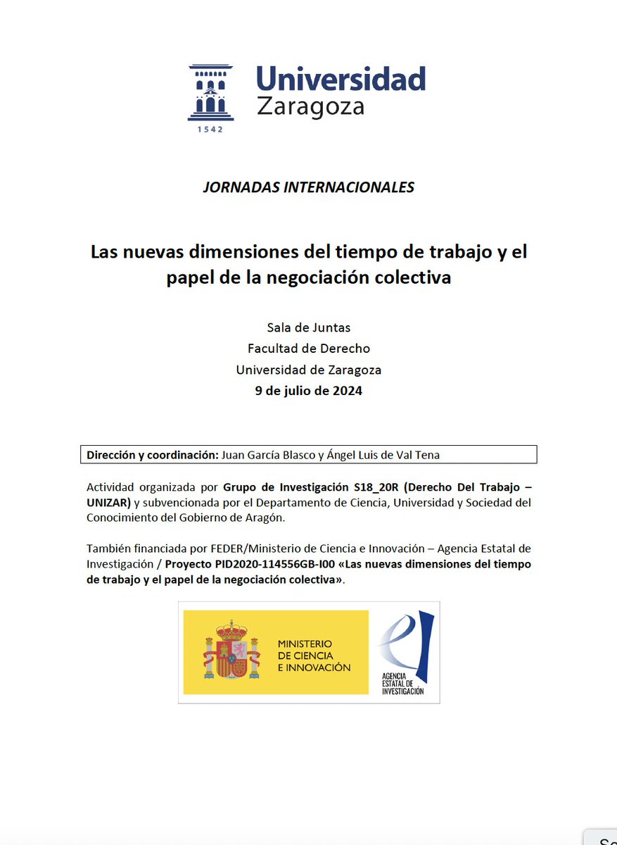 MarinaBrollo's tweet photo. Onorata di partecipare alle giornate internazionali dell'Università di Saragozza sulle nuove dimensioni dei tempo di lavoro https://t.co/LPIPR1pVPL