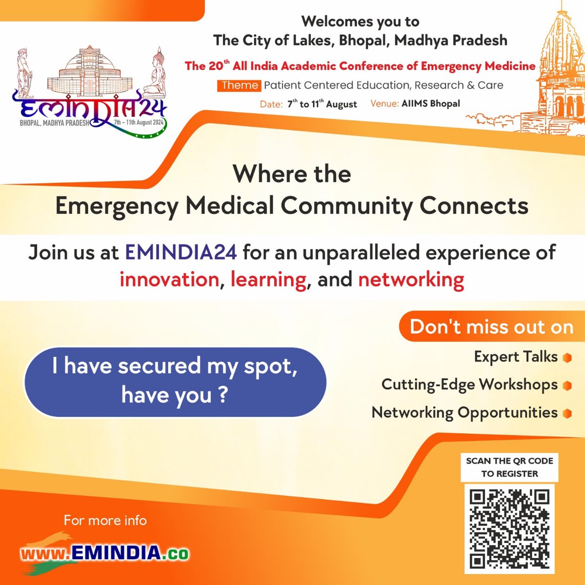EMIndia2024's tweet photo. Connect with the emergency medical community for:
✅ Expert Talks
✅ Cutting-Edge Workshops
✅ Networking Opportunities

Secure your spot now and be part of this unparalleled conference!

#EMINDIA2024  #Conference #EMINDIA24Bhopal #INDUSEM  #RegisterNow #Haveyouregisteredyet https://t.co/nMUilIw6ip