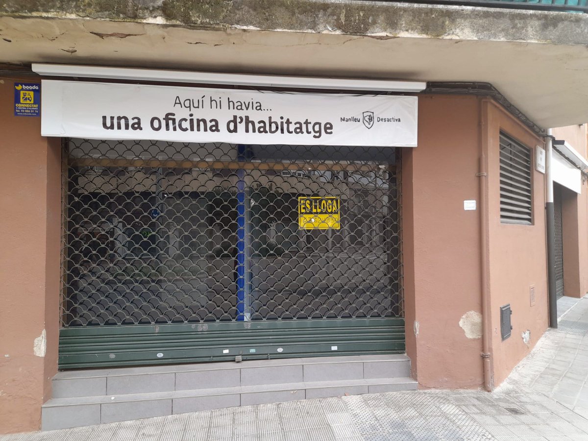 albertgenero's tweet photo. Aquí hi havia… una oficina d'habitatge. Però, en contra del que havíen dit en campanya, l'Equip de Govern de @JuntsxManlleu i el PSC van córrer a tancar-la.

❌ govern del NO! #Manlleu

https://t.co/d8tPZEQlUL https://t.co/P2tt1AFJTB