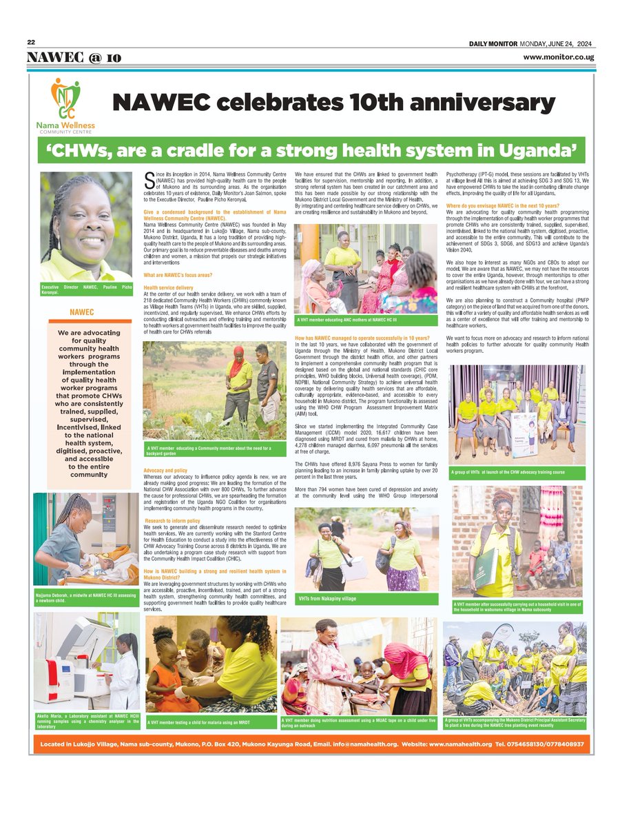 Nama Wellness Community Centre (NAWEC) (@namawellness) on Twitter photo We are grateful to <a href="/DailyMonitor/">Daily Monitor</a> for publishing an article about our journey and achievements over the past 10 years!
Your support in highlighting the work we do and the milestones we've reached means a lot to us in our advocacy efforts.
Thank you for being a part of our story. We are grateful to <a href="/DailyMonitor/">Daily Monitor</a> for publishing an article about our journey and achievements over the past 10 years!
Your support in highlighting the work we do and the milestones we've reached means a lot to us in our advocacy efforts.
Thank you for being a part of our story.