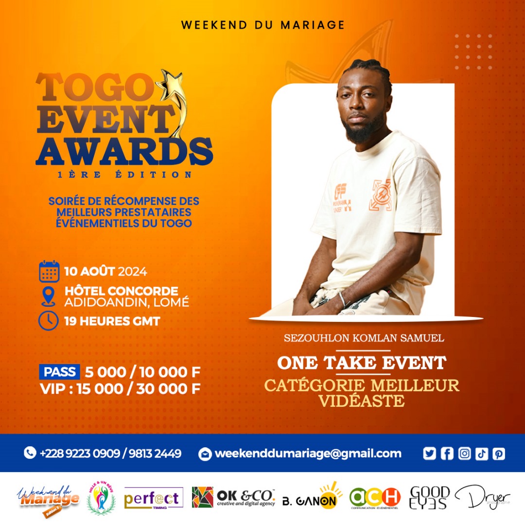 Weekend_Mariage's tweet photo. Découvrez les nominés catégorie MEILLEUR VIDEASTE au TOGO EVENT AWARDS by #weekenddumariage 👇🏾

#TgTwittos 
(1) https://t.co/SpjomQdUTO