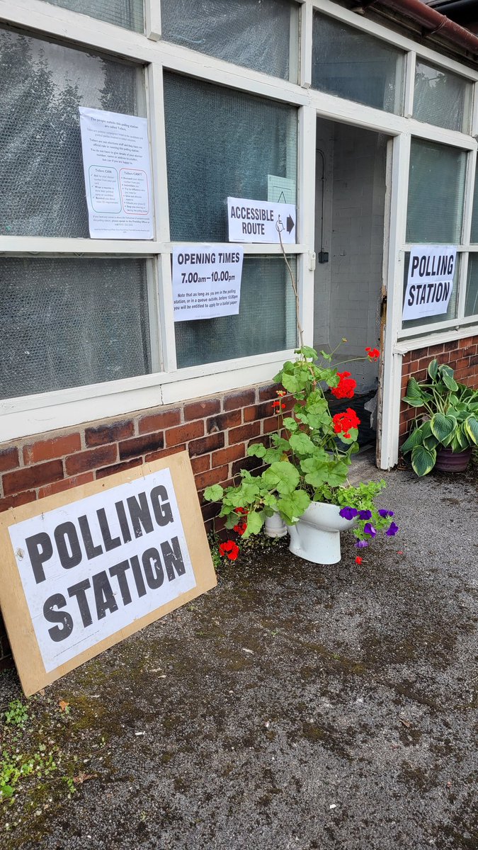 AdamComstive's tweet image. Insert your own metaphor about something beautiful sprouting from something that's taken shit until it can take no more outside this polling station. Then remember to #vote. #generalection2024