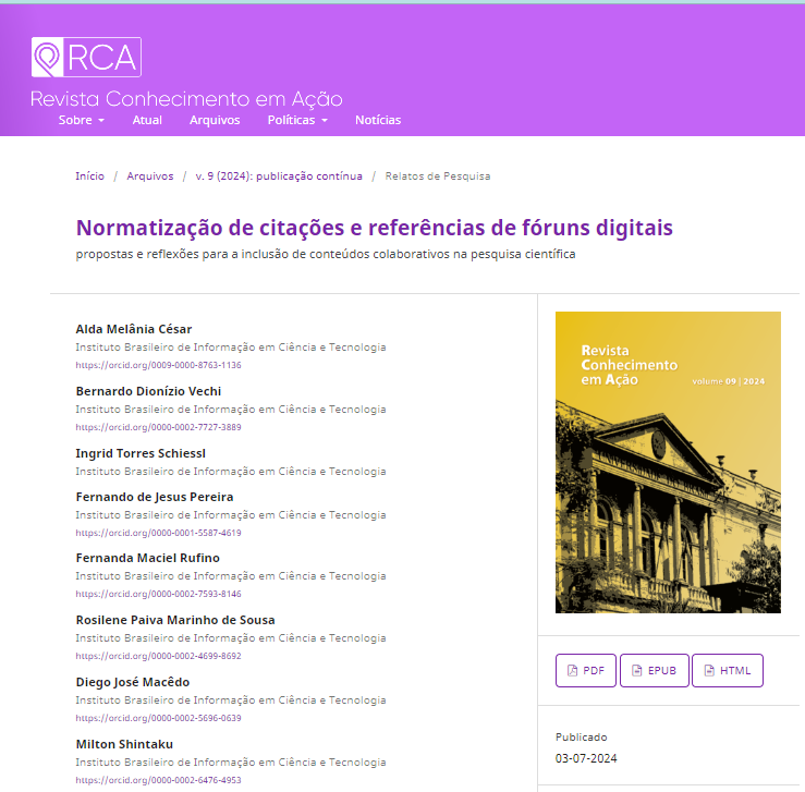 🖊️🖊️Artigo novinho sobre citação de fóruns, com base nos estudos do forum.ibict.br publicado pela RCA em revistas.ufrj.br/index.php/rca/…