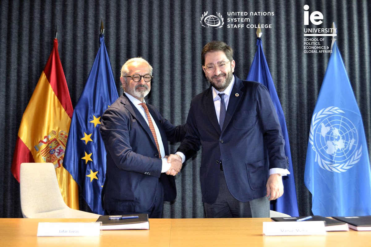 🎉 Renewed &amp; revitalized! Our partnership with <a href="/IEuniversity/">IE University</a> continues, amplifying our impact on global priorities &amp; the #2030Agenda. Empowering change-makers for a transformative #UN 2.0! 🌐✨

Explore our journey &amp; future plans: twtr.to/i7BJn

#UNSSC #Partnership