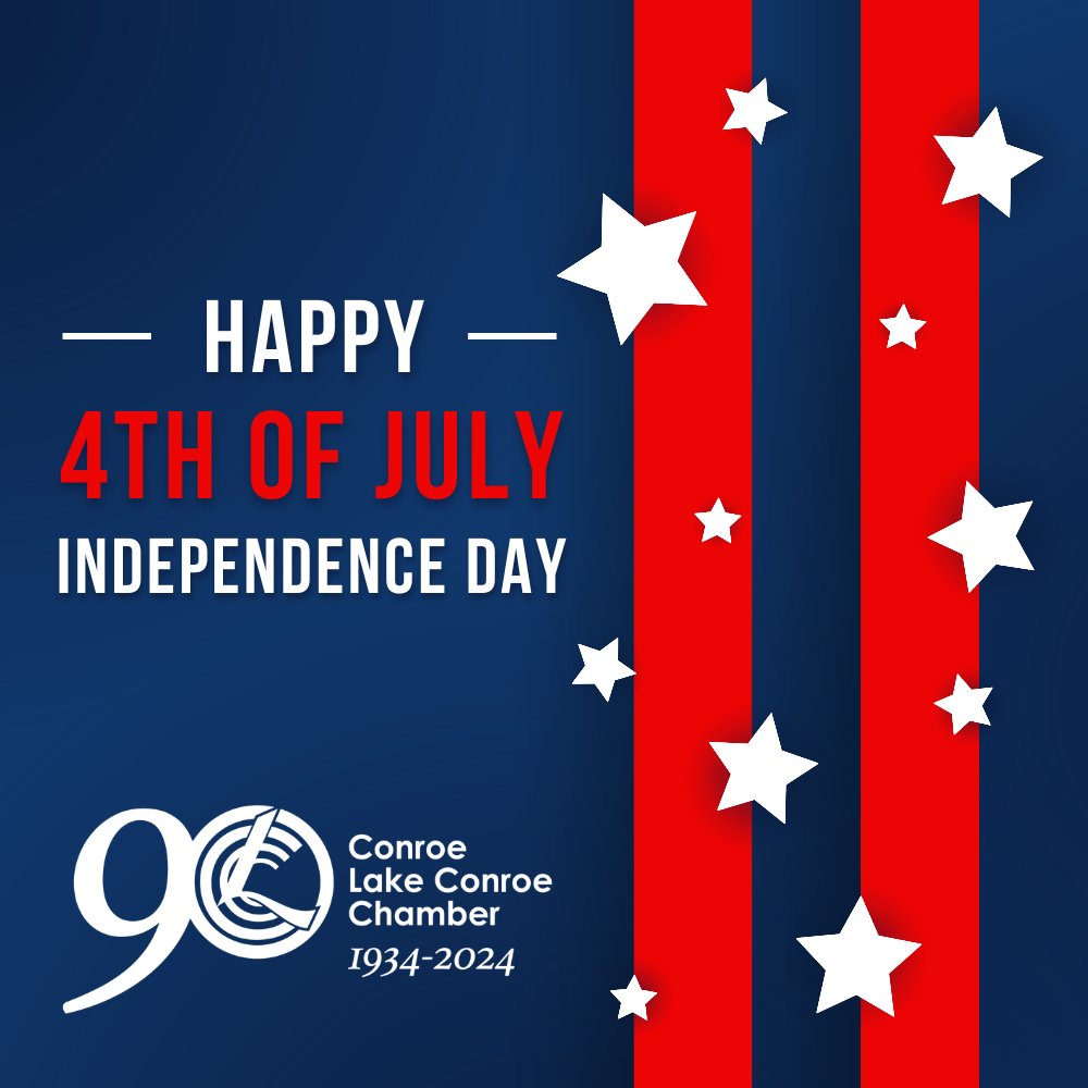Conroe/Lake Conroe Chamber (@conroechamber) on Twitter photo In observance of our nation's 248th birthday, the Chamber office will be closed on Thursday, July 4, and Friday, July 5. Enjoy your Independence Day! #ConroeChamber In observance of our nation's 248th birthday, the Chamber office will be closed on Thursday, July 4, and Friday, July 5. Enjoy your Independence Day! #ConroeChamber