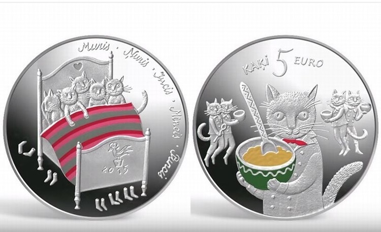 ラトビア銀貨】 FAIRY TALE COIN I「5匹の猫」2015