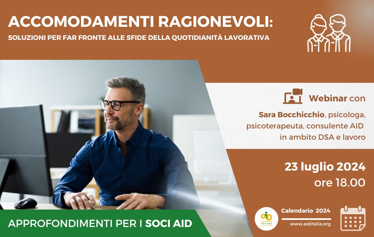 Gli "accomodamenti ragionevoli" sono modifiche finalizzate a neutralizzare gli #svantaggi che una persona con specifiche #difficoltà può affrontare a #lavoro. Ma in cosa consistono concretamente?👇
bit.ly/webinar_23lugl…