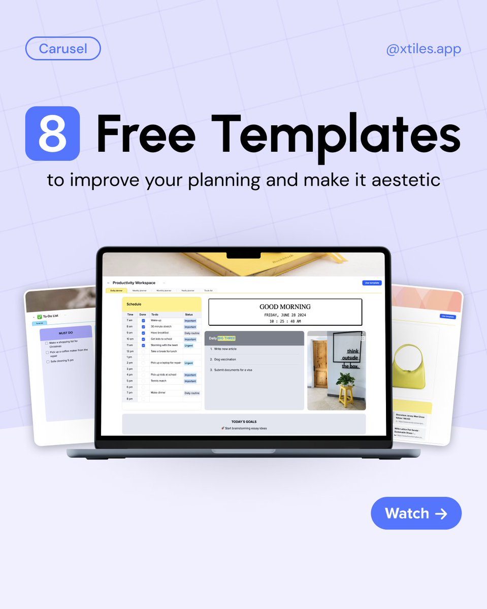 xTilesHQ's tweet photo. Transform Your Daily Planning with xTiles! ✨

Tired of messy planners and missed deadlines? Check out our FREE daily schedule templates! 🌸🗓

Which template has become your crush? 💖 Share in the comments! ⬇️ 

#xTiles #DailyPlanner #Productivity #Organization #PlanningTips https://t.co/27L3pjkEMN