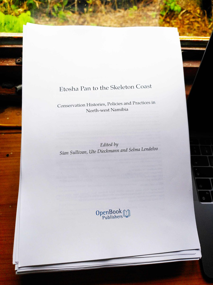 🎉 Celebrating as the proofs for our new #OpenAccess book are here!

~ #Etosha Pan to the #SkeletonCoast:
#Conservation Histories, Policies and Practices in North-west #Namibia ~

co-edited with Ute Dieckmann <a href="/UniCologne/">Universität zu Köln</a> &amp; Selma Lendelvo <a href="/unam_na/">#MyUNAM</a>

<a href="/OpenBookPublish/">Open Book Publishers</a> <a href="/BathSpaUni/">Bath Spa University</a>