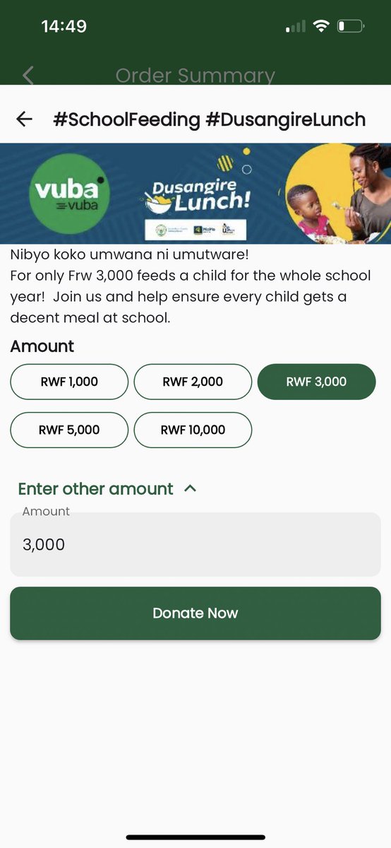 cheymuv's tweet photo. Just seen this while I was ordering on @vubavubarw! Such a great cause, customers can feed themselves and help feed local school children as well. It was integrated into the app seamlessly, made it very easy to donate. 10/10 🫶 https://t.co/0ZZcjDf2qF