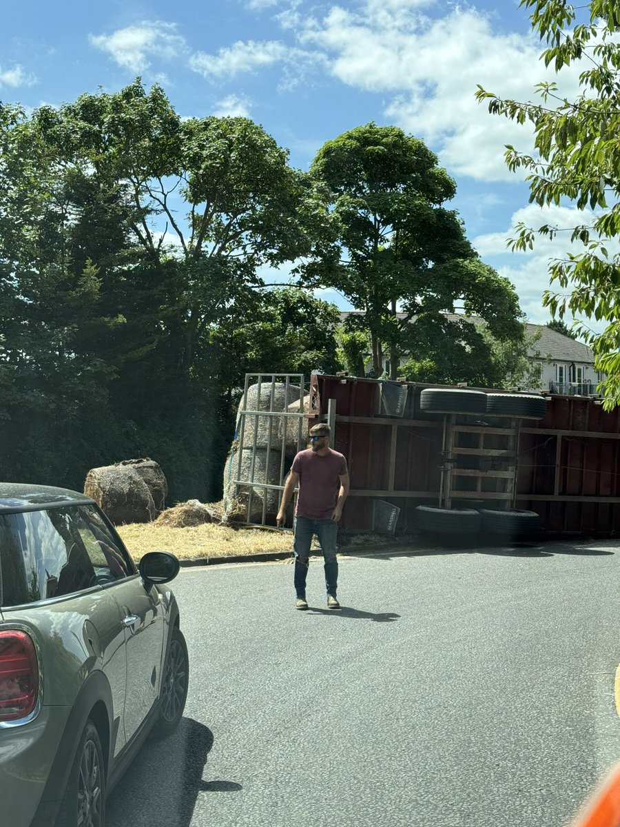 This lorry had just gone over on the one way system. Looks like everyone is ok but could be tricky to get back on its wheels.