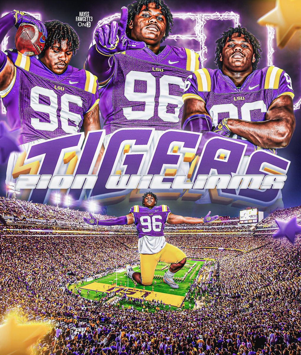 Hayesfawcett3's tweet photo. BREAKING: Four-Star DL Zion Williams has Committed to LSU!

The 6’5 330 DL from Lufkin, TX chose the Tigers over Texas, TCU, and Texas A&amp;M

Williams joins LSU’s Top 3 Class in the 2025 Team Rankings #GeauxTigers 

https://t.co/nM6GKjq1Ng https://t.co/4iFmI168QH